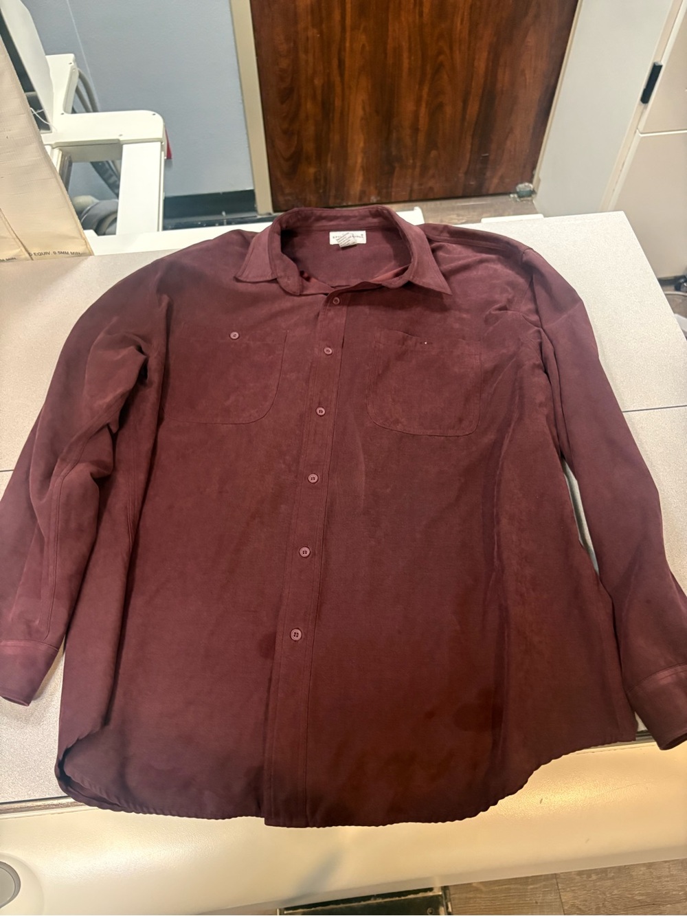 Men's Long-Sleeve Button-Down Shirt in Deep Maroon